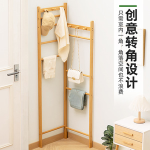 Corner coat <b>rack</b>, wall-mounted storage, simple <b>clothes</b> <b>rack</b>, floor-standing, for home, rental, bedroom, minimalist shelf. - Product Image 3