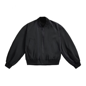 Blouson Bomber Oversize Homme Cleanfit 2025 – Manteau Décontracté Minimaliste Ample en Satin Bleu Marine Foncé Style Streetwear Automne - Product Image 1