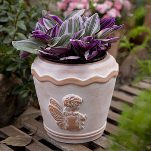 Винтажный набор керамических цветочных горшков с тиснением, декоративные садовые кашпо с рисунком лебедя и пчелы для использования в помещении и на улице - Product Image 2