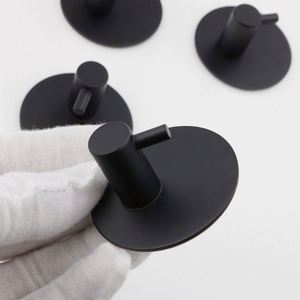 Black 304 Stainless Steel Metal Wall <b>Hooks</b> <b>Rail</b> 5x5cm Eco-Friendly Flexible Design Gel Adhesive Wekis Brand for Clothing Use - Product Image 5