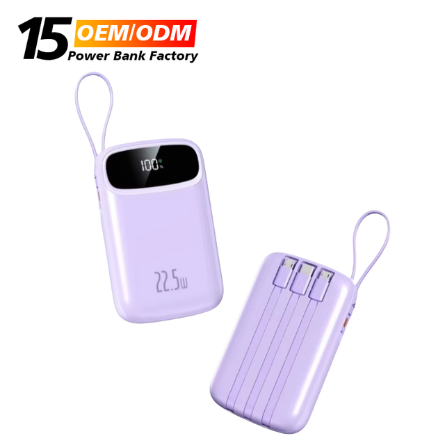 New Arrival Power Bank 20000mah 22.5W Fast Charging Digital Display QC 3.0 PD 20w Portable 20000mAh Powerbank With 4 Cable