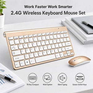 Teclado Silencioso Multidispositivo, Combo de Ratón Inalámbrico 2.4G, Teclado de 78 Teclas con Interruptor de Tijera para Oficina, Hogar, Escritorio, Venta al por Mayor de Fábrica - Product Image 1