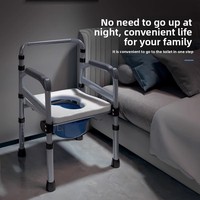 Chaise Percée Mobile Antidérapante de 300 lbs pour Personnes Âgées et Femmes Enceintes, Installation Sans Perçage Requise