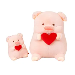 Бесплатный образец подарок на День Святого Валентина набивная Подушка Свинья с красным сердцем для подруги бренда на заказ розовая свинья