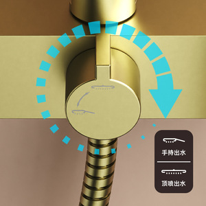 Jboyun Brushed Gold Shower Set All Copper Ceramic Valve Core Temperature Control Rain Shower Head - Product Image 3
