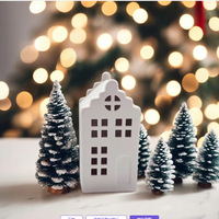 Keramik Weihnachts-Feiertagsdekoration Kleines Haus Kerzenlicht Hohl LED-Nachtlicht Umweltfreundlich Ungiftig Anpassbare Farbe Heimdekoration