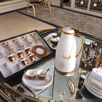 Bouilloire à eau de luxe arabe Dubaï 1000ml Thermos Ensemble de cafetière haut de gamme de style moyen-oriental Flacon à vide Coque métallique Café Thé
