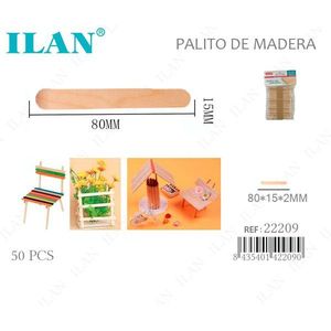 ILAN Bastoncini di Legno 80x15x2 mm per Lavori Artigianali, Confezione da 50 Pezzi - Product Image 1