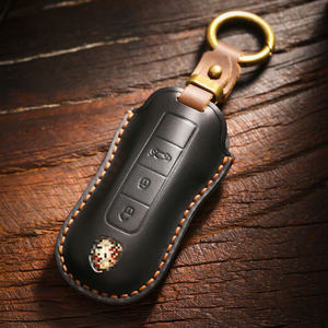 Funda para Llaves de Coche Hecha a Mano Estilo Vintage, Apta para Porsche Cayenne, Funda de Cuero Genuino para Llaves Macan718 Panamera - Product Image 1