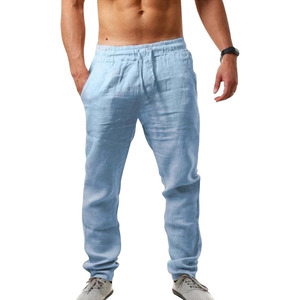 <span class=keywords><strong>Pantaloni</strong></span> da uomo in <span class=keywords><strong>lino</strong></span> da uomo <span class=keywords><strong>estivi</strong></span> ad asciugatura rapida e traspirante tinta unita <span class=keywords><strong>pantaloni</strong></span> di <span class=keywords><strong>lino</strong></span> strada Casual comodo Costume da uomo - Product Image 4
