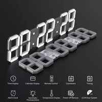 Jam dinding LED 3D, Remote Control 6 digit pengatur waktu Digital jam malam Alarm jam dapat diredupkan tampilan suhu