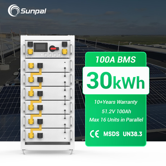 Sunpal Lifepo4 Solar Energy Storage Battery 100AH 51.2V 30KWh High Voltage Batteries Cabinet for Commercial Use