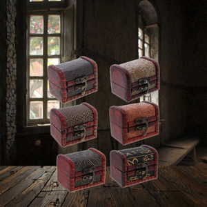 Caja del Tesoro de <span class=keywords><strong>madera</strong></span> antigua y joyero estilo aleatorio cofre de Navidad pulido decoración del hogar patrón de pintura de <span class=keywords><strong>madera</strong></span> <span class=keywords><strong>Vintage</strong></span> - Product Image 5