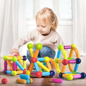 Set mainan bola magnetik anak, konstruksi magnetik blok bangunan montesori mainan pendidikan untuk hadiah anak-anak