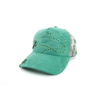 Gorra de béisbol de gamuza verde de lujo con bordado cruzado estilo High Street, gorra snapback ajustable vintage desgastada para hombre y mujer, gorra trucker