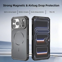 Casing HP Magnetik Tekstur Serat Karbon Grosir Baru untuk iPhone 18 Pro Max 18 Pro, Casing HP Anti-jatuh Magnetik Kuat