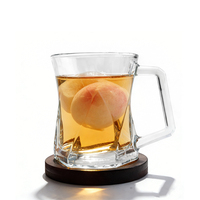 Vente en gros de tasses à café en verre vides, transparentes, pour lait et jus, 250 ml, impression UV avec poignée en verre