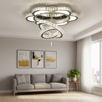 Lustre de chambre d'hôtel moderne de luxe, design mural, lampe en cristal à intensité variable, plafonnier argenté pour restaurant