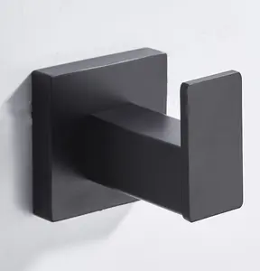 Modern Wall Mounted Black Stainless Steel 4 Pieces Bathroom Accessories Set