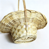 Panier à fleurs artisanal de style campagnard en bambou tressé, panier de danse en rotin et saule tressé pour arrangements de fleurs séchées