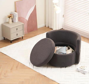 Fauteuil pivotant et de rangement moderne en tissu avec coussin de dossier pour salon, bureau à domicile et hôtel, gris foncé - Product Image 6