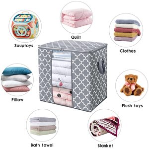 Contenedores de Almacenamiento Grandes con Tapas de 100L, Paquete de 3 Bolsas de Almacenamiento para Edredones con Asas Reforzadas, Contenedores para Guardar Ropa - Product Image 3