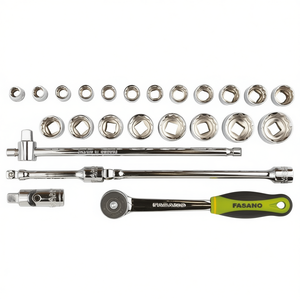 Fasano <b>Socket</b> <b>Set</b> 100 Pc 1/4 3/8 1/2 In Drive Metric And Sae With Ratchet Extension Bar And <b>Torque</b> Wrench For Auto Repair - Product Image 2