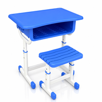 Bureau et chaise d'écolier pour l'école primaire, structure métallique, panneau en plastique, ensemble bureau et chaise pour mobilier de classe