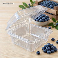 Boîte d'emballage rectangulaire en plastique PET transparent jetable thermoformée avec couvercle à charnière, qualité alimentaire, produit personnalisé