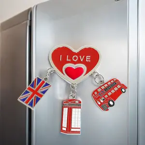 Imán de nevera de recuerdo en forma de corazón personalizado de Travelpro con encantador encanto de estilo londinense para decoración de regalo de recuerdo turístico