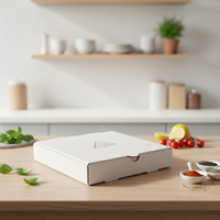 Boîte de livraison de pizza rigide blanche vierge écologique jetable en gros avec impression personnalisée quadricolore et fermeture magnétique résistante à la graisse