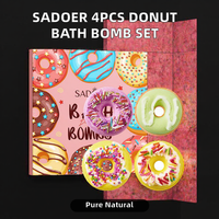 Coffret Cadeau de Bombes de Bain en Forme de Donut, Bombes de Bain Effervescentes Colorées avec Confettis, Kit Spa Hydratant pour le Bain Moussant, Bain Corporel