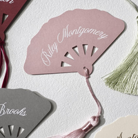 Ensemble d'invitations de mariage personnalisées en forme d'éventail vintage, estampage à chaud doré, impression typographique, papier de haute qualité, thème animaux et fées