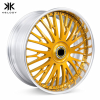 Nouvelles jantes en alliage d'aluminium forgé multi-rayons dorées avec lèvre argentée brossée 19-24 pouces pour Mercedes et Audi