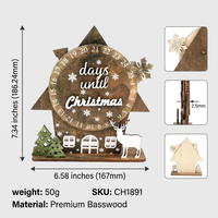 Adventskalender aus Sperrholz mit Drehrad, Vintage Weihnachtsdekoration, Tisch-Ornament für die Weihnachtszeit, Großpackung