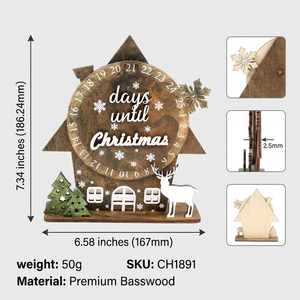 <span class=keywords><strong>Calendrier</strong></span> de l'Avent en contreplaqué, décoration de Noël en forme de roue rotative, ornement de table vintage pour les fêtes de Noël, vente en gros - Product Image 3