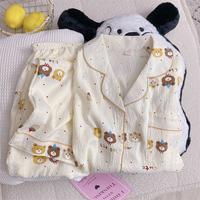 Ensemble de pyjama en coton nuage pour femme, cardigan à carreaux à manches longues, vêtements d'intérieur personnalisables B2B, collection printemps-automne
