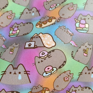 Shaoxing Fabrik Großhandel Maßgefertigtes Logo Designer PU Grauer Katzen-Cartoon Bedruckter Vinyl-Stoff für Stuhl-Möbel Wasserdicht - Product Image 3