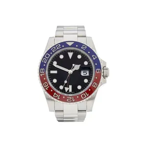 顶级3285 3186 GMT自动机械机芯40毫米手表品牌不锈钢夜光手表红色蓝色男士表圈手表