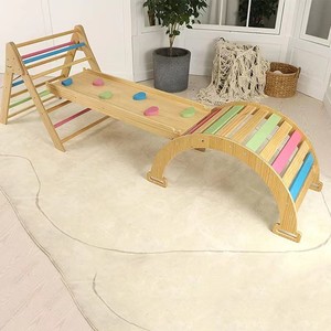 Structure d'escalade en bois pour l'intérieur, structure de jeu pour tout-petits, échelle pliante, équipement d'exercice éducatif pour enfants de 4 à 6 ans - Product Image 1
