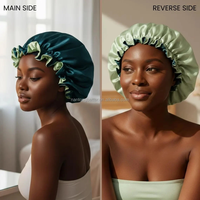 Gorros de dormir de diseñador de seda para mujer, gorro de pelo con volantes y logotipo personalizado, gorro de satén de doble capa, venta al por mayor, cubierta de cabeza de fábrica