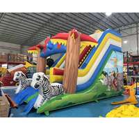 Toboggan gonflable commercial en PVC sur le thème des animaux de la jungle, toboggan gonflable pour enfants sur le thème du zèbre, idéal pour la location de fêtes et les parcs d'attractions