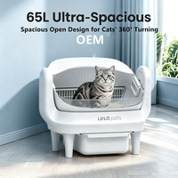 Bac à litière automatique intelligent pour chats LeLo Pets, en plastique, avec design ouvert, capacité de 65 L, fonction de nettoyage facile pour chats