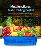 Panier de rangement pliable et portable Huidu 600*400*300mm en plastique massif pour pique-nique et supermarché, grand format avec cadre en plastique