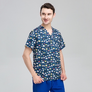 2025 venta al por mayor personalizado Navidad Halloween Festival patrones impresos Scrubs mujeres hombres pantalones de Color puro - Product Image 3