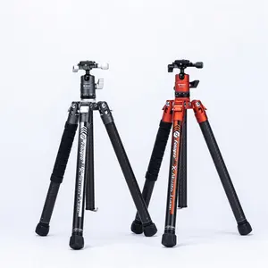 Tripod Dslr Panaroma ganda 360 Tripod perjalanan ringan stabil Tripod serat karbon profesional peredam halus