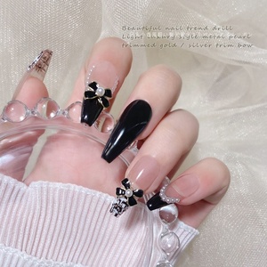 Perles en alliage 3D, nœud papillon, Style Simple, breloques pour Nail Art, arc <span class=keywords><strong>noir</strong></span> et blanc, 7x9mm, nœud papillon, <span class=keywords><strong>strass</strong></span> pour ongles, bricolage, Design de <span class=keywords><strong>manucure</strong></span> - Product Image 4