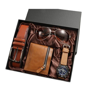 Regalo di san valentino portafogli squisiti scatola orologio + portafoglio + cintura + occhiali set portafoglio da <span class=keywords><strong>uomo</strong></span> combinato 4 pezzi - Product Image 2