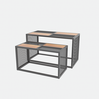 Meubles de magasin, table d'exposition de vêtements en bois de qualité à 2 niveaux avec roulettes