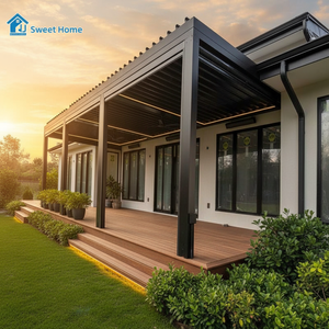 Pergola Motorizzata in Alluminio Sweet Home per Esterni con Porta Scorrevole in <span class=keywords><strong>Vetro</strong></span> e Illuminazione LED per Terrazza e Gazebo - Product Image 1